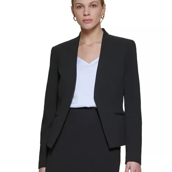 Calvin Klein Black Structured Blazer with Notched Lapels - Picture 1 of 9